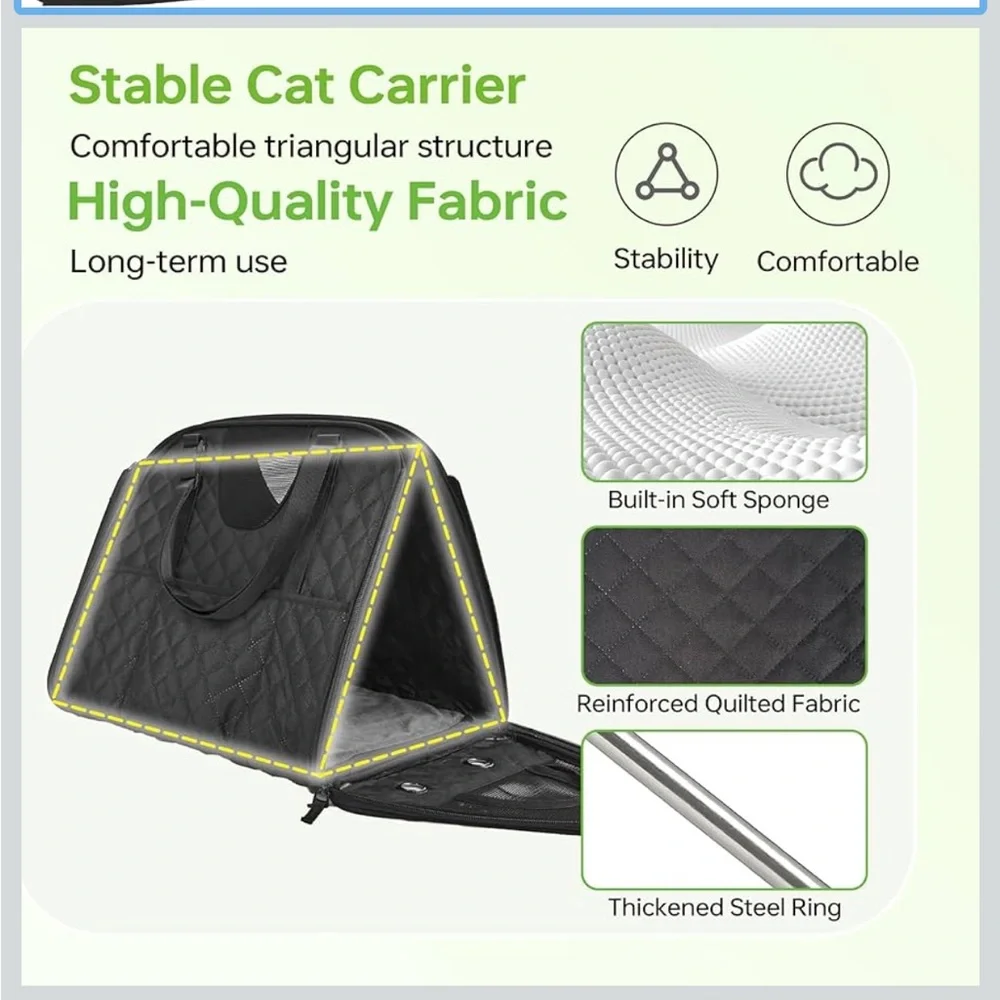 •MOYSOON Fully Opening Cat Soft-Sided Carrier Zipper 3 Pockets Up to 16 Lbs